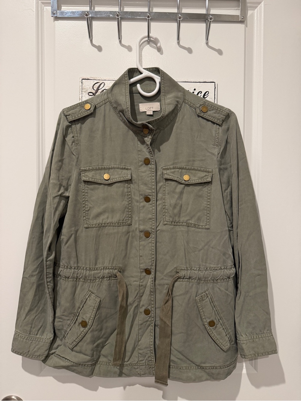 LOFT Olive Green Utility Jacket with Drawstring Waist